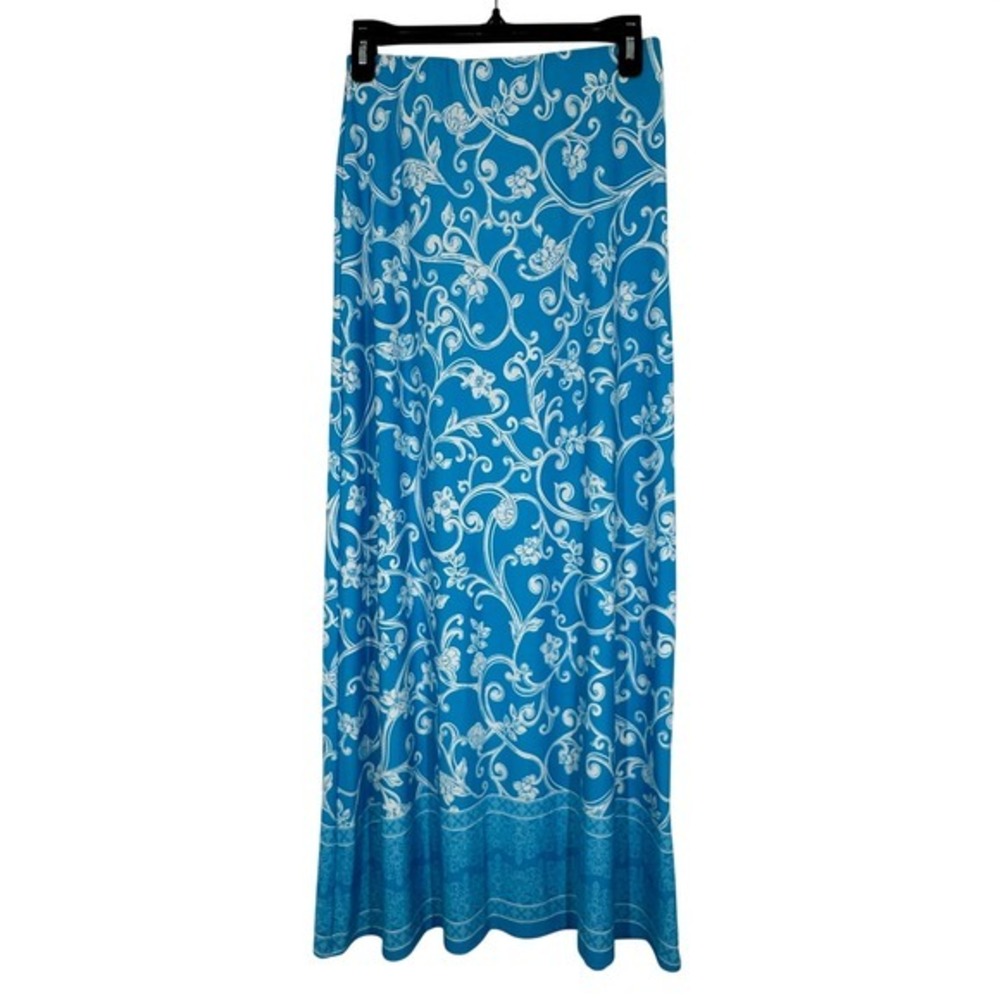 Vince Camuto Blue and White Floral Maxi Skirt
